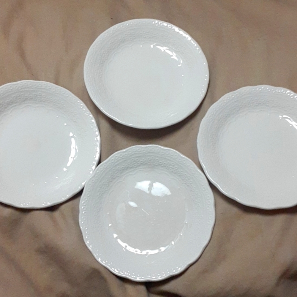 Antique Spode 1890 Jewel White Tea Saucers Set of 4- 3 1/2 dia.